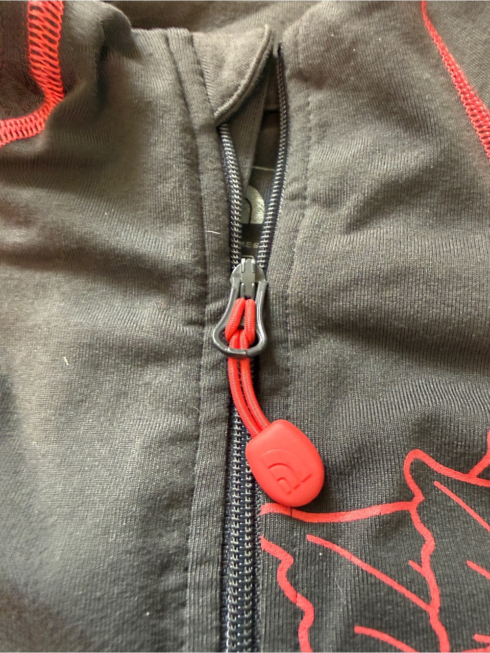 The North Face Black Zip-Up Jacket with Pink Floral Stitching - Picture 4 of 8